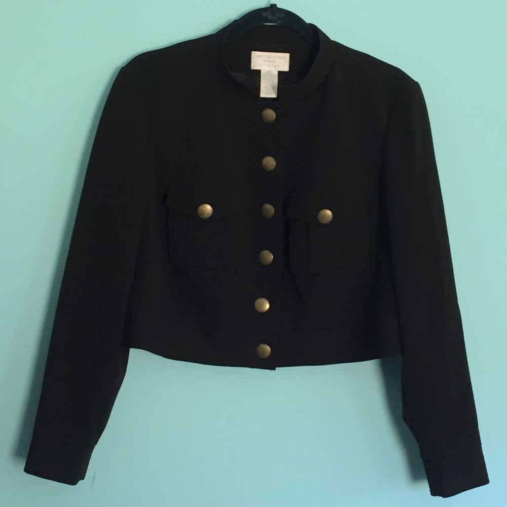 Cropped military style black jacket